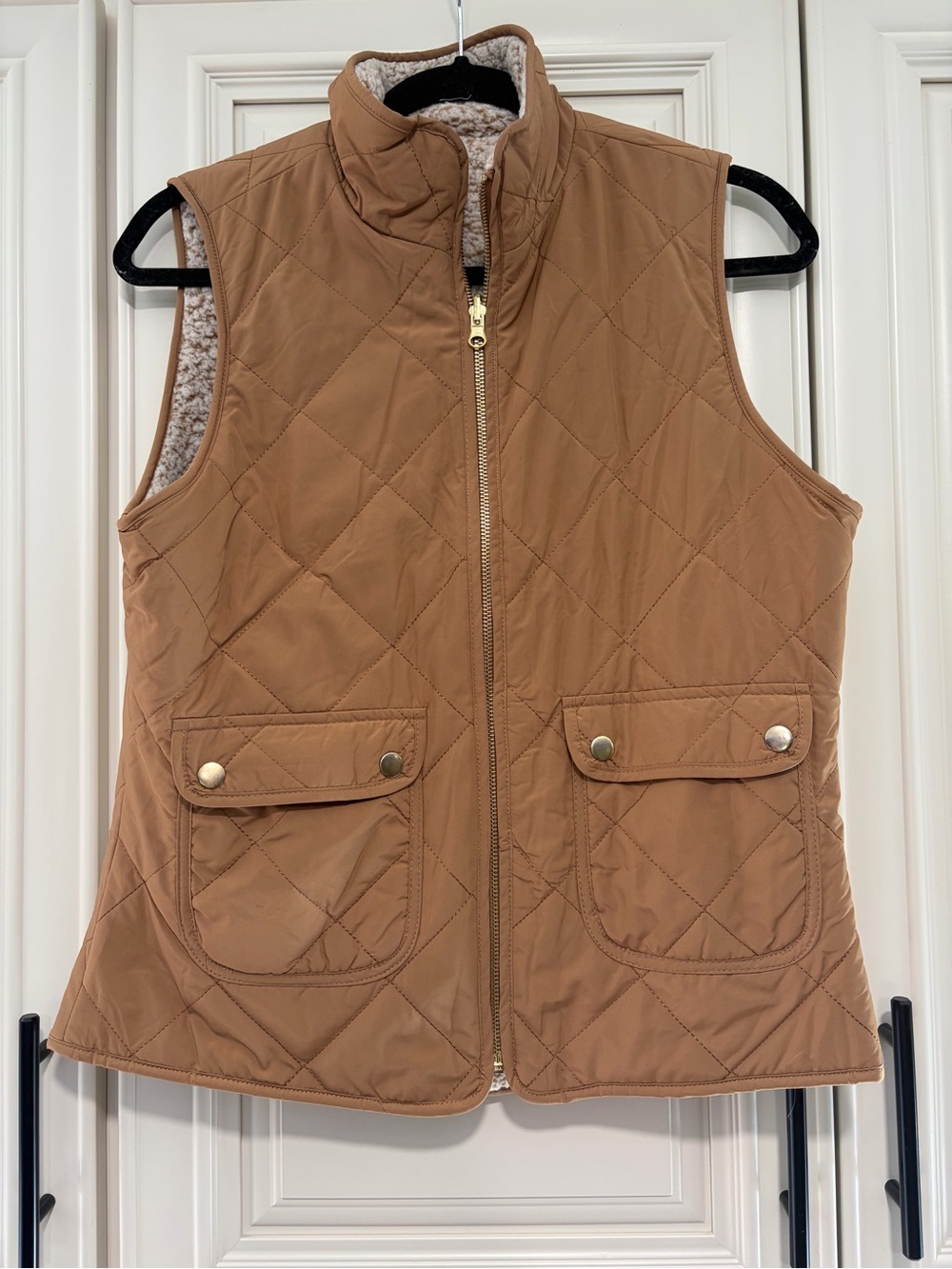 Quilted Brown Women's Vest with Sherpa Lining